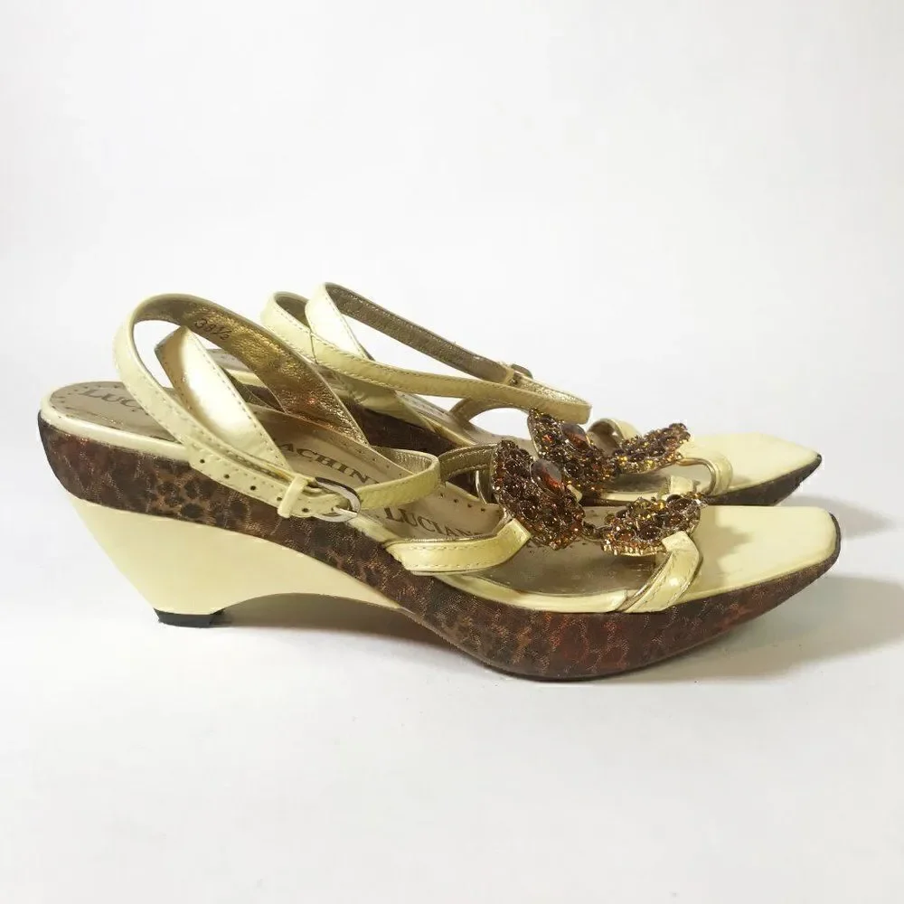 Bejeweled Italian Platform Sandals - 38.5